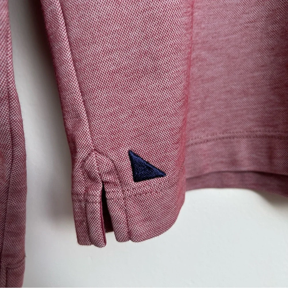 UNTUCKit Mens Beaux Long-Sleeve Tipped Polo Shirt Heathered Red/Pink Size Medium - Picture 4 of 11